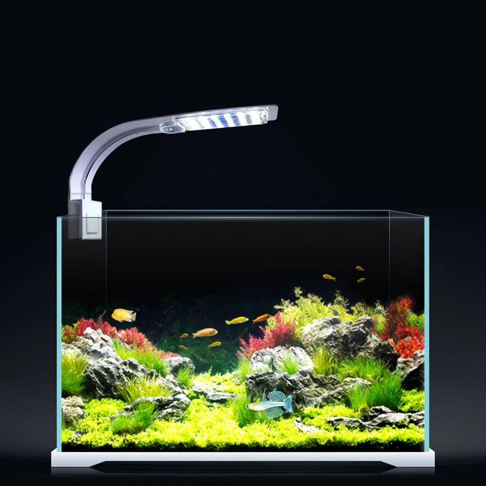 [Elegan] Lampu Tangki Ikan EU/US Plug LED Lighting Super Slim Tahan Air Lampu Clip-on Lampu Aquarium