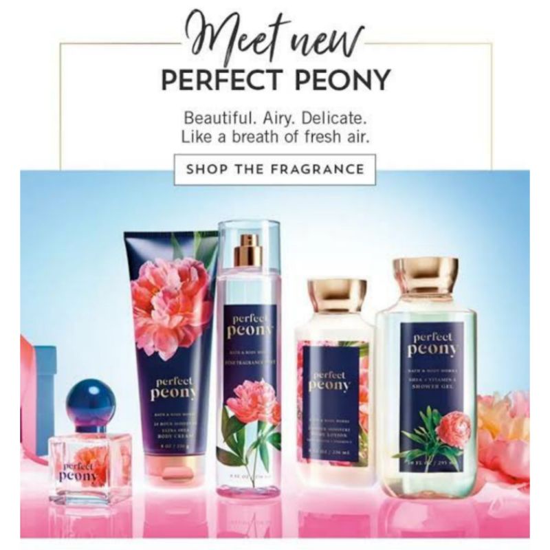 BATH &amp; BODY WORKS BBW PERFECT PEONY SERIES MIST LOTION SHOWER GEL BODY CREAM HAND CREAM SHOWER GEL BODY CREAM LOTION MIST WASH WALLFLOWER ROOMSPRAY SCENTPORTABLE GENTLE GEL DEEP CLEANSING GENTLE FOAMING CREAMY LUXE