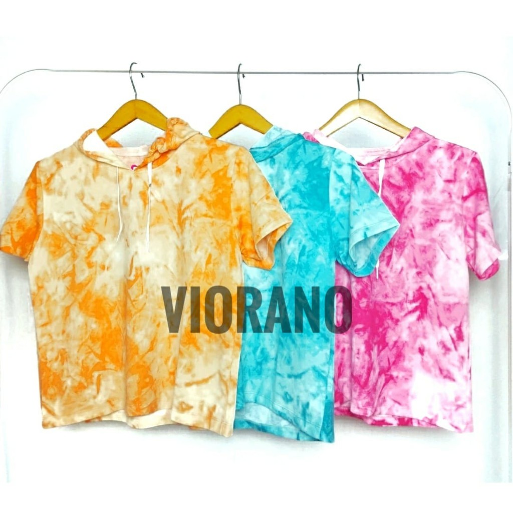 Baju Tiedie Wanita / Tie Dye T-shirt Tie die Lengan Pendek Capucon Tye Dye / Kaos Tay Day Cewek