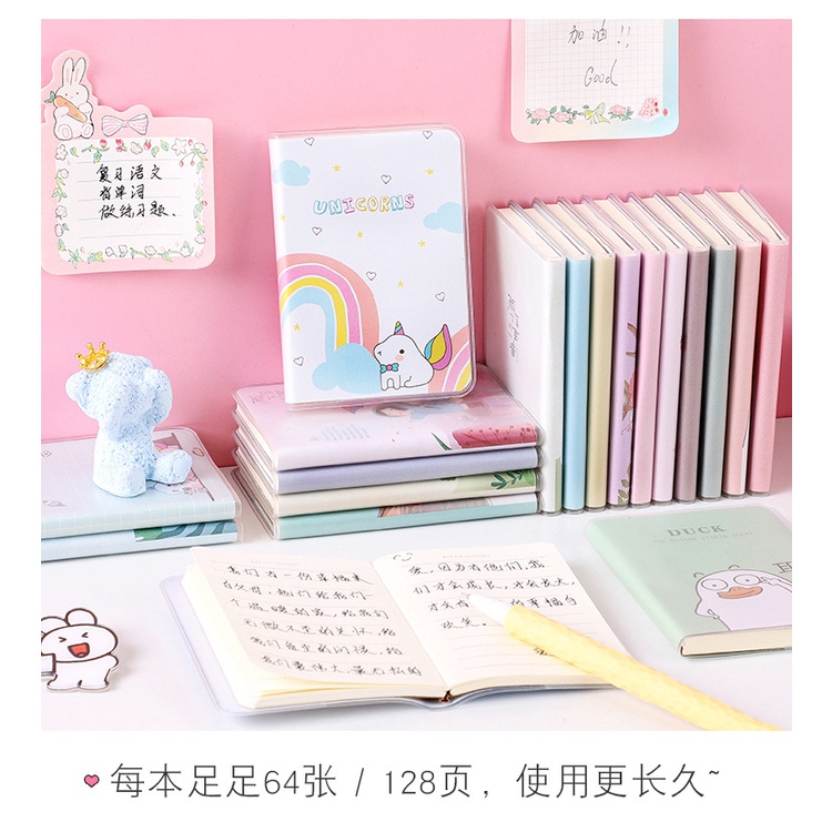 Buku Kecil Mini Book Anak Anak Lucu Notes A7 Catatan Harian Sekolah Memo Pad Note Book Untuk Siswa Unik Animasi Hewan Garis / Polos Sketchbook