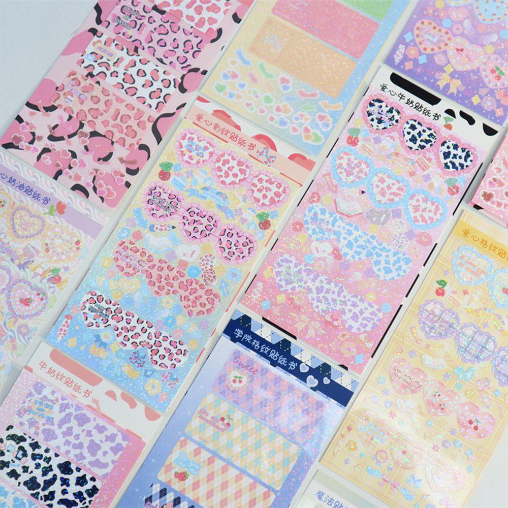 Mxbeauty Border Shiny Sticker Kawaii Ins Heart Album Leopard DIY Scrapbooking