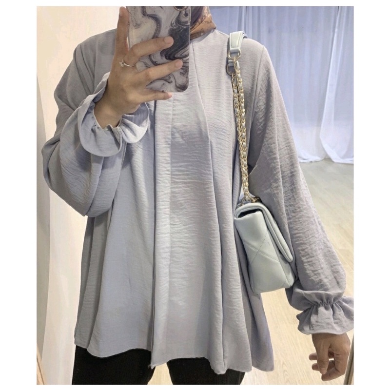 WOW-C-N Cledania Blouse Rayon Crinkle Airflow / Blouse Panjang / Atasan Wanita