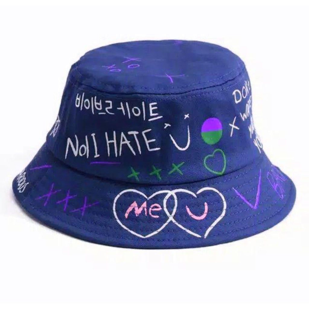 BAYAR DI TEMPAT_ TOPI KOREA BUCKET SABLON BADAS PREMIUM BUCKET BOLAK BALIK HARGA SPESIAL MURAH