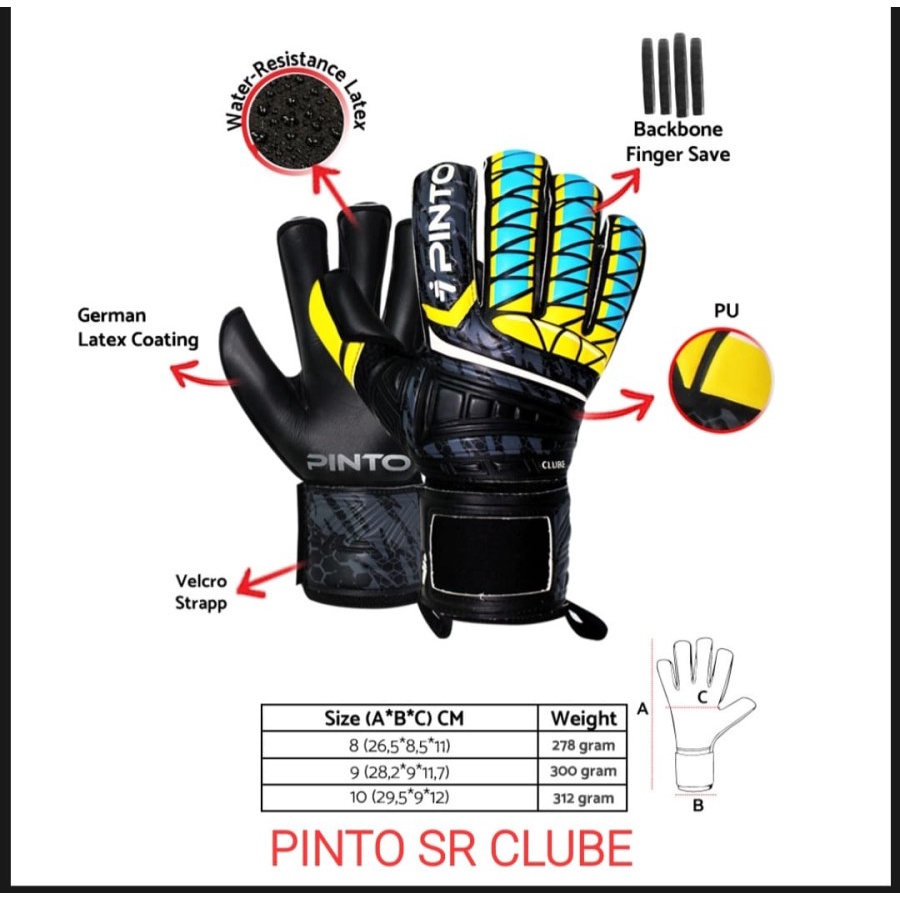 Sarung Tangan Kiper Dewasa Glove Keeper Tulang PINTO CLUBE Original