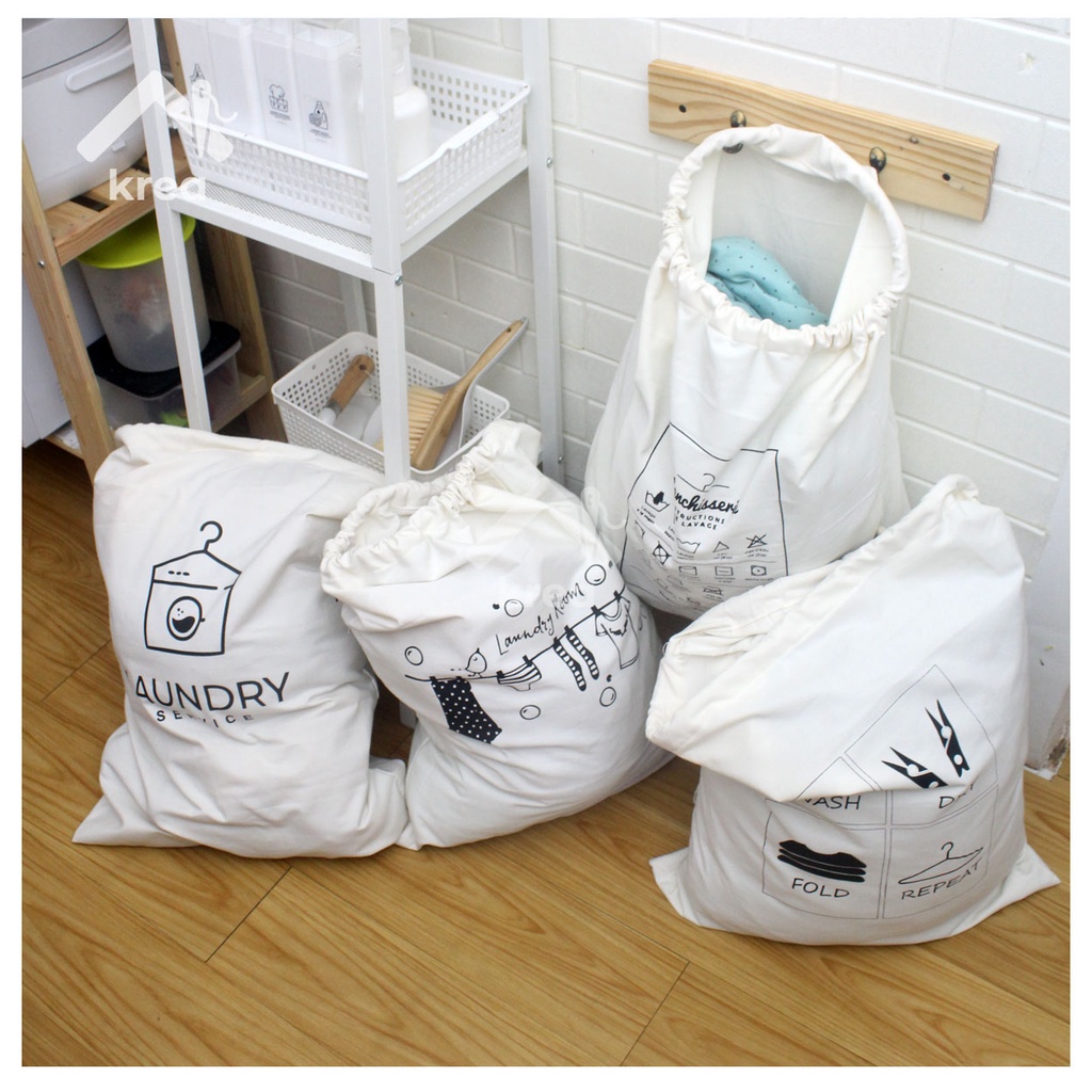 LAUNDRY BAG GANTUNG AESTHETIC MINIMALIS TIDAK MEMERLUKAN BANYAK RUANG / SPACE SAVER