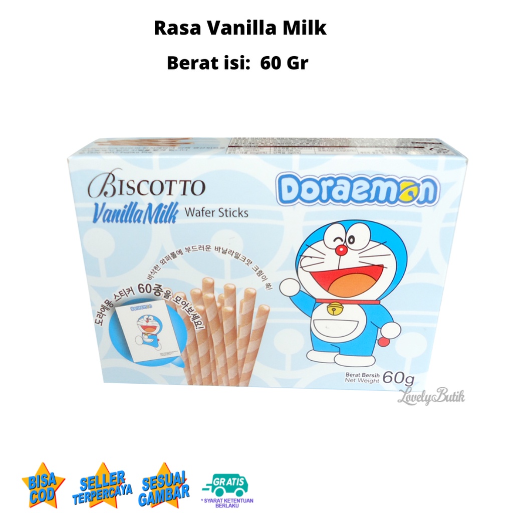 Biscotto Wafer Stick Coklat Vanilla Milk 60 Gram Lovelybutik