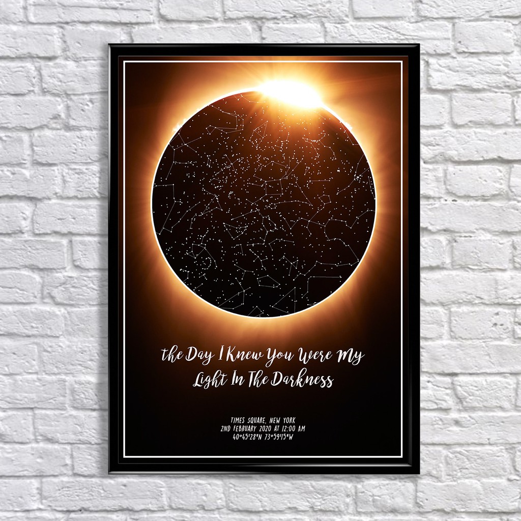 

ECLIPSE SKY custom constellation star map personalized framed A3 poster unique gift decoration