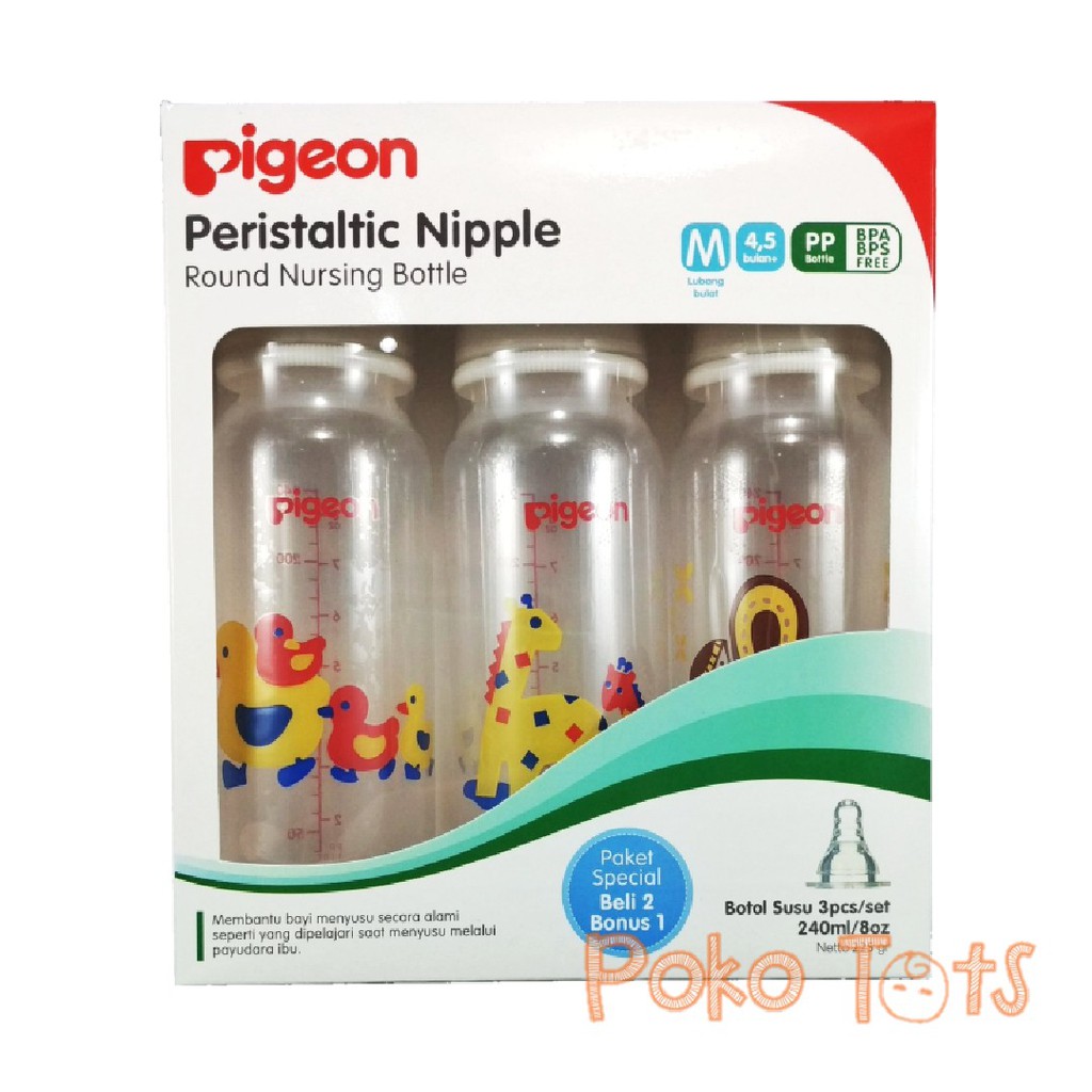 PAKET SPECIAL 2 BONUS 1 Pigeon Peristaltic Nursing Bottle 240ml Botol Susu PP RP