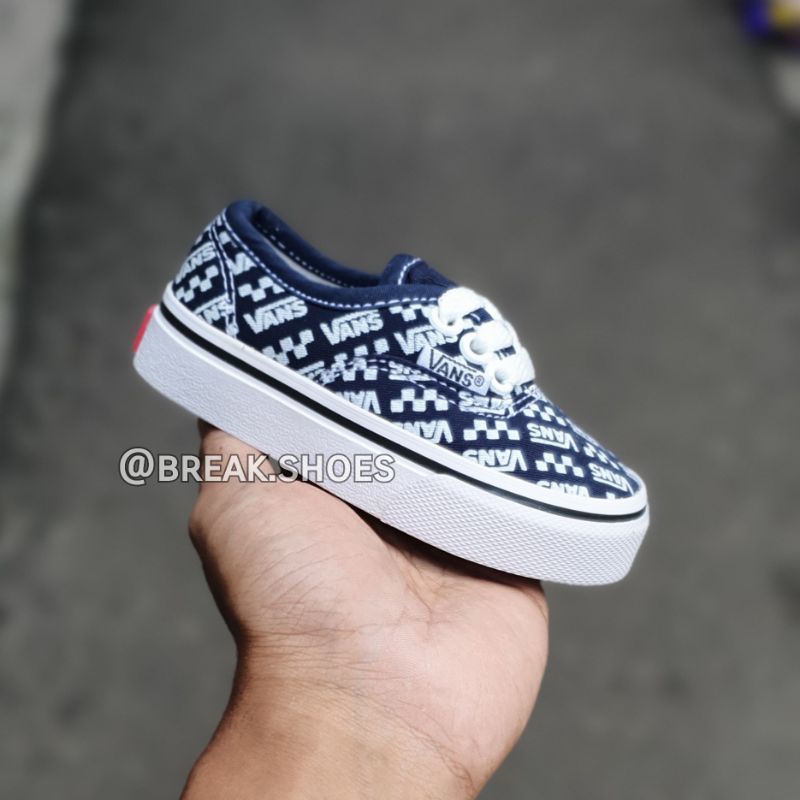 Sepatu anak autentik tali navy putih/ alas kaki anak laki dan perempuan