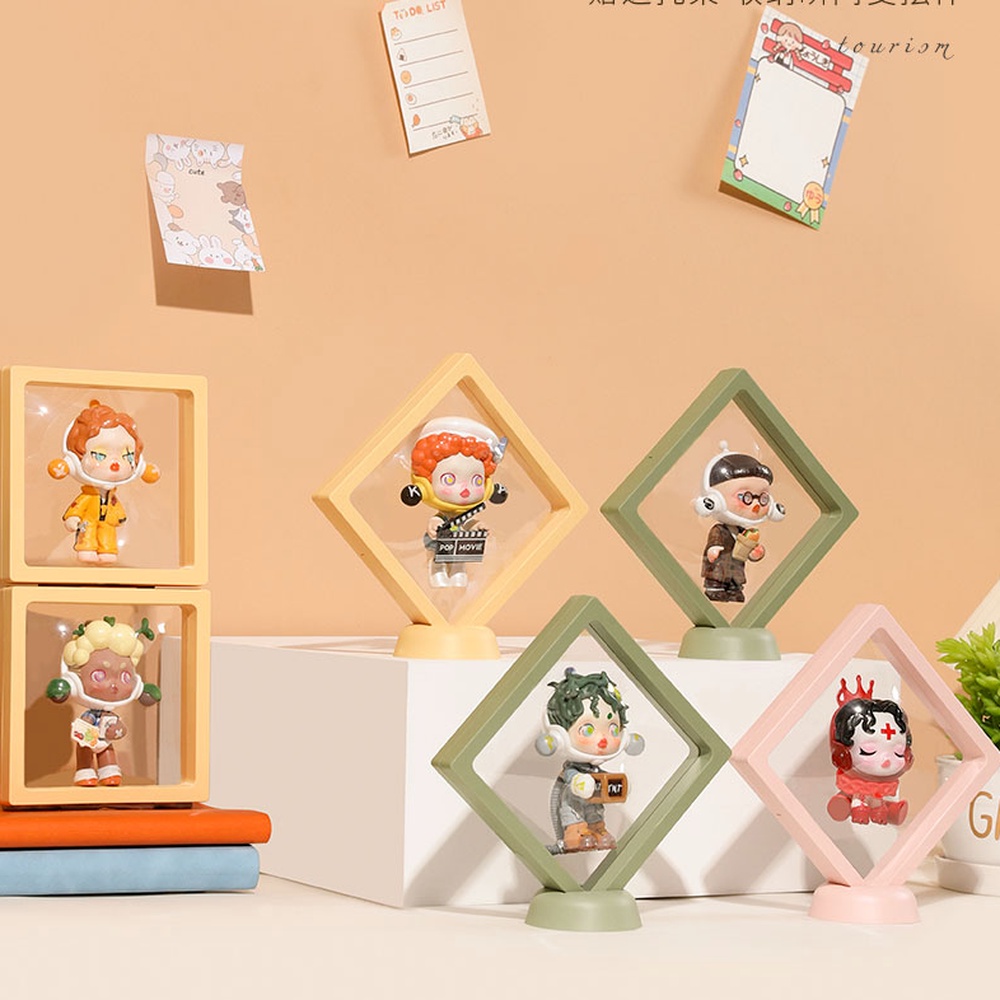 Rak Stand Display Penyimpanan Boneka Tanah Liat Tahan Debu Warna Transparan