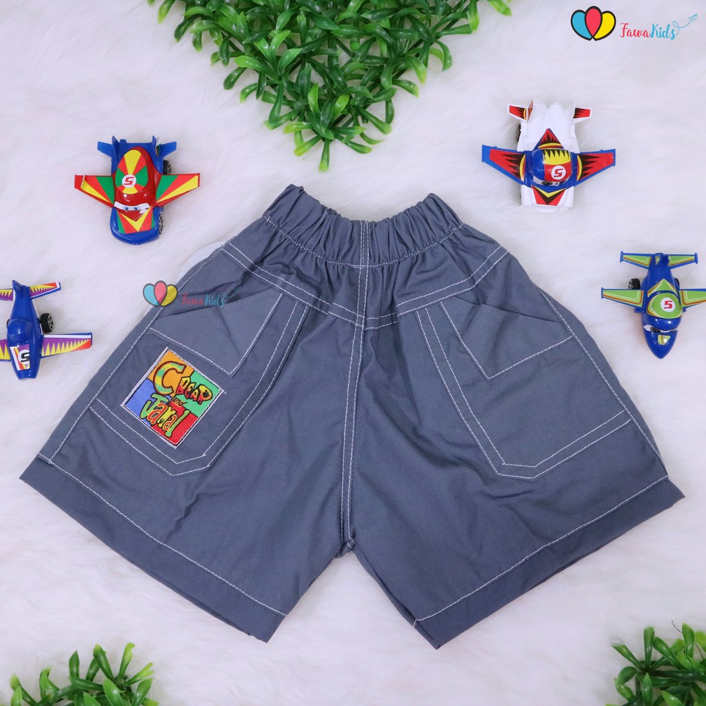 Celana Fairuz Uk 1-2 Tahun / Celana Pendek Harian Anak Laki Kolor Pants Cowok Kantong Polos Bawahan