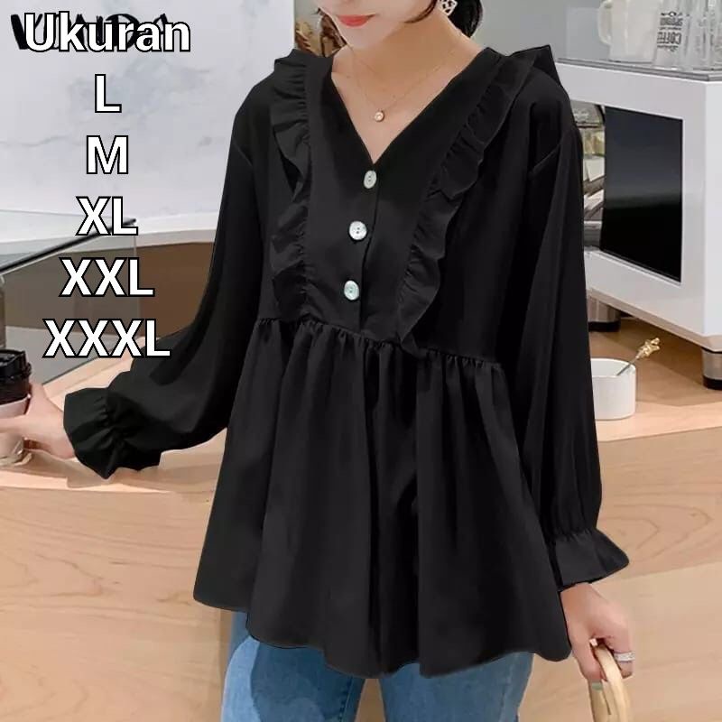 Riyu blus wanita - baju kerja wanita - blouse jumbo - blus oversize - blouse korean style  - baju ke