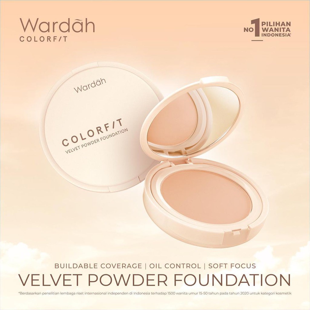 WARDAH Colorfit Velvet Powder Foundation SPF 20 PA++ 11g bedak padat TWC (VC)