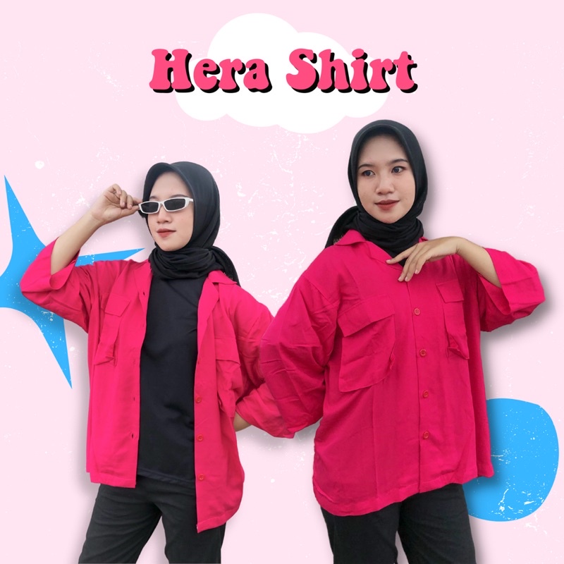 [READY] HERA SHIRT FUSCHIA / KEMEJA OVERSIZE FUSCHIA