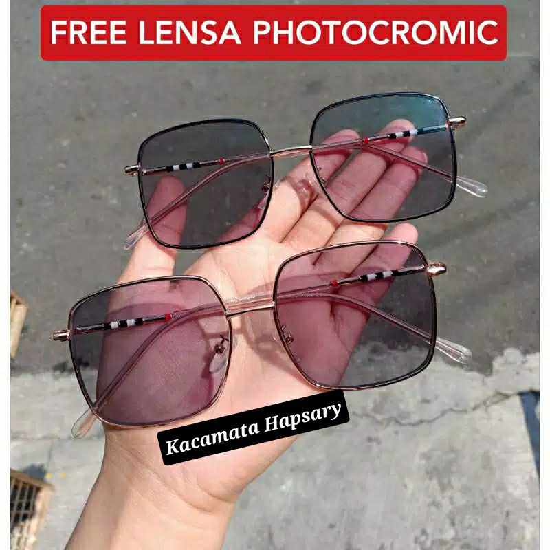 Paket Frame + Lensa | Kacamata Minus / anti radiasi / Photocromic | Kacamata Wanita Kotak 9691