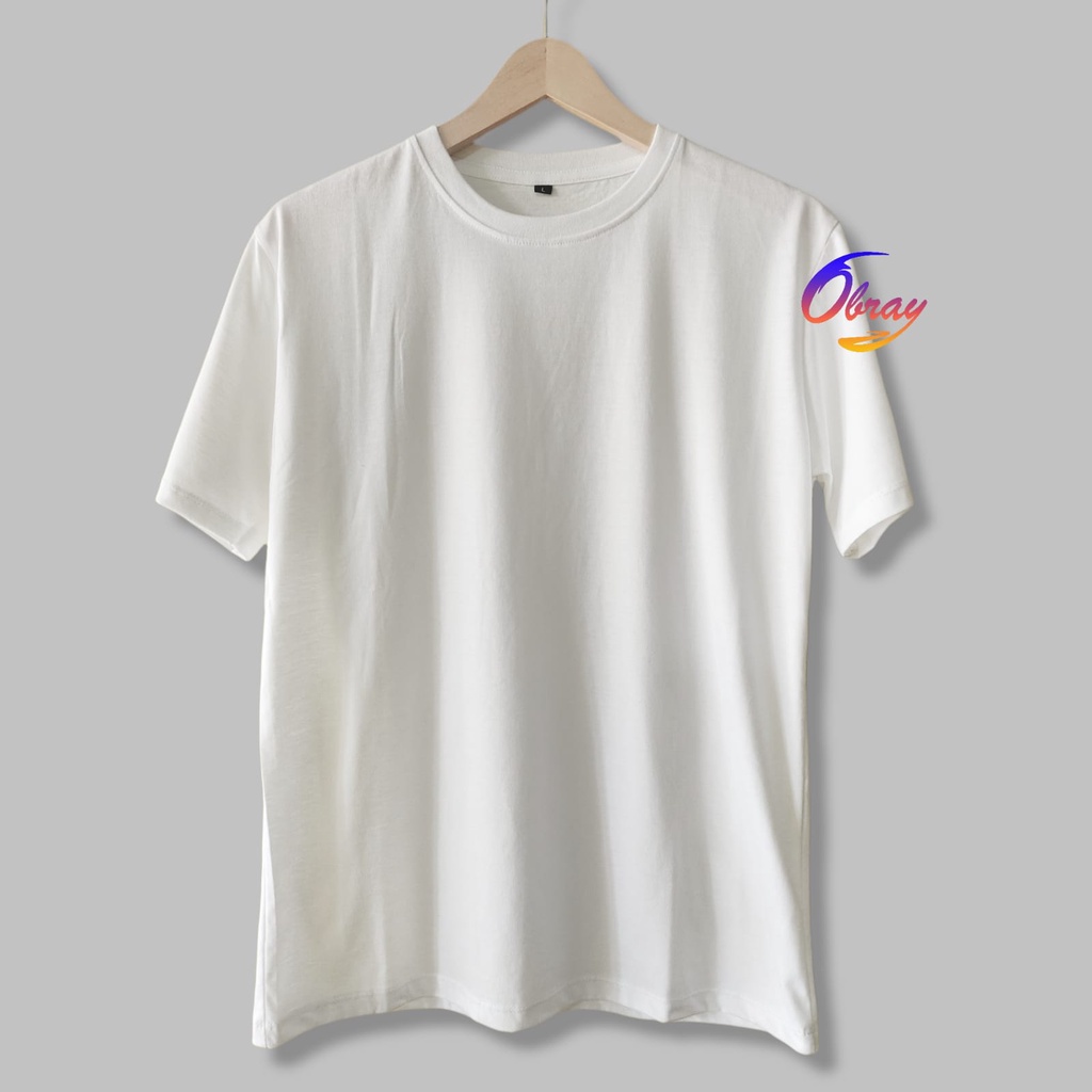KAOS POLOS COTTON COMBED 24S [Tebal] LENGAN PENDEK Basic Tee Unisex OBRAYSTORE / T-shirt / Kaos Oblong / Baju Polos [Cewe Cowo]-Putih