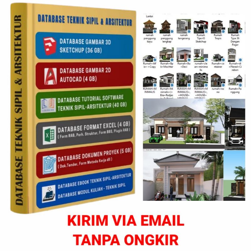 DATABASE ARSITEKTUR TEKNIK SIPIL - SOFTWARE ARSITEK - TEMPLATE CAD - SKETCHUP - REVIT
