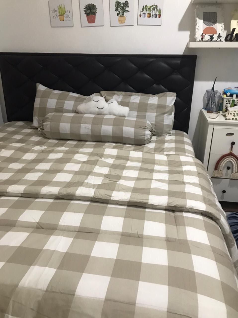 Bedcover Murah Motif Kotak Emily Collection Katun Lokal Elbhe Ukuran Double |uk 160x200 |uk 180x200