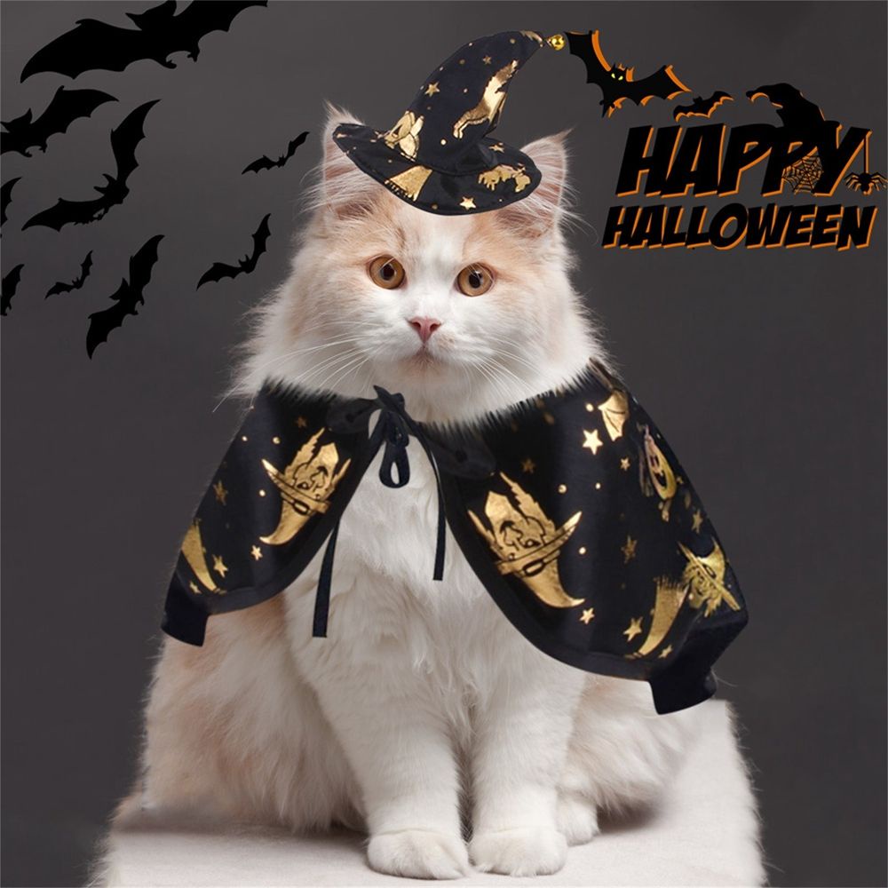 ELEGANT Funny Pet Halloween Costume Halloween Cosplay Dog Halloween Set Halloween Apparels Cloak For Cat Dog Halloween Party Pet Accessories Party Dressing Puppy Collar