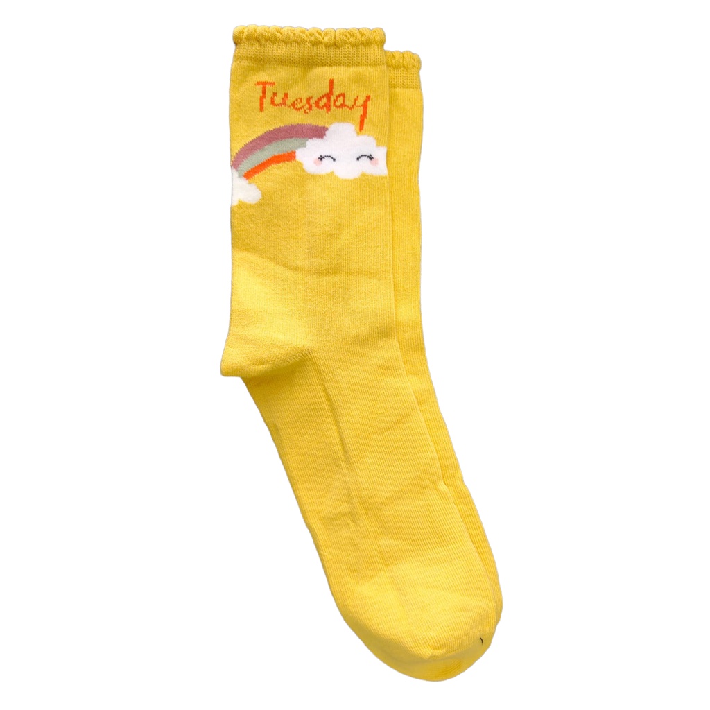 Kaos Kaki Motif Lucu-Lucu / Buah / Snack / Christmas / Snoopy / Leopard BEBAS PILIH (EXPT)-E27 Tuesday Yellow