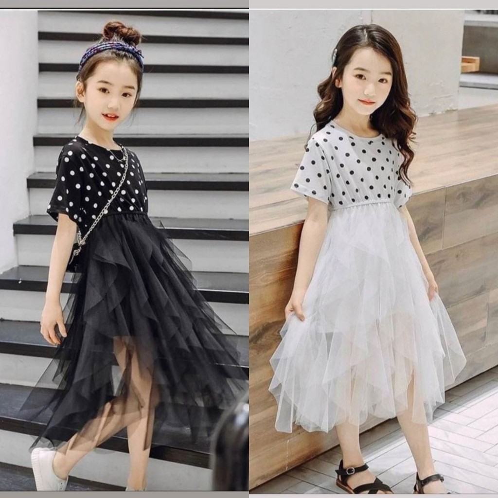 Dress Tutu Anak Perempuan Polkadot Impor ukuran 4-9tahun