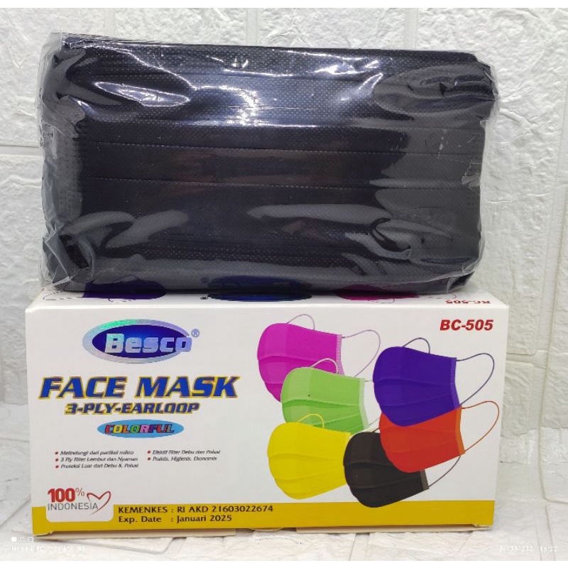 MASKER MEDIS KEMENKES AKD BESCO EARLOOP HIJAB BIRU HITAM