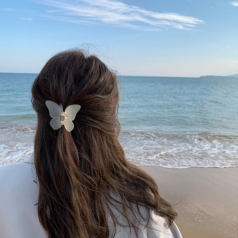 FAIRY BUTTERFLY FROSTED ACRYLIC KOREAN HAIR CLAW JAW CLIPS MINI SMALL JEPIT JEPITAN BADAI JEDAI KLIP RAMBUT KUPU-KUPU KUPU KUPU KECIL KOREA WANITA WOMEN THICK HAIR ACCESSORIES CLUTCHER CLIP ACRYLIC SOLID COLOR MEDIUM FROSTED HARICLIP
