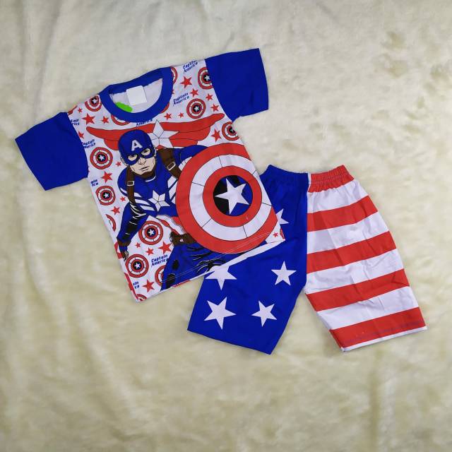 Ss#172 Setelan Anak Size 2-4th bahan Kaus motif Superhero / Baju Set Anak Cowok / Pakaian Anak Cowok