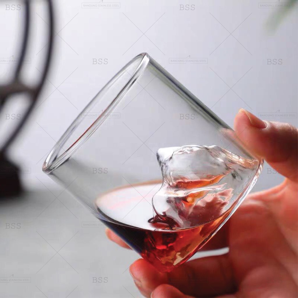 Gelas Kaca Aesthetic Borosilicate 180ml Motif Gunung Mountain Teh Wine Simple Polos Cangkir Glass Cantik Unik Korean Cafe