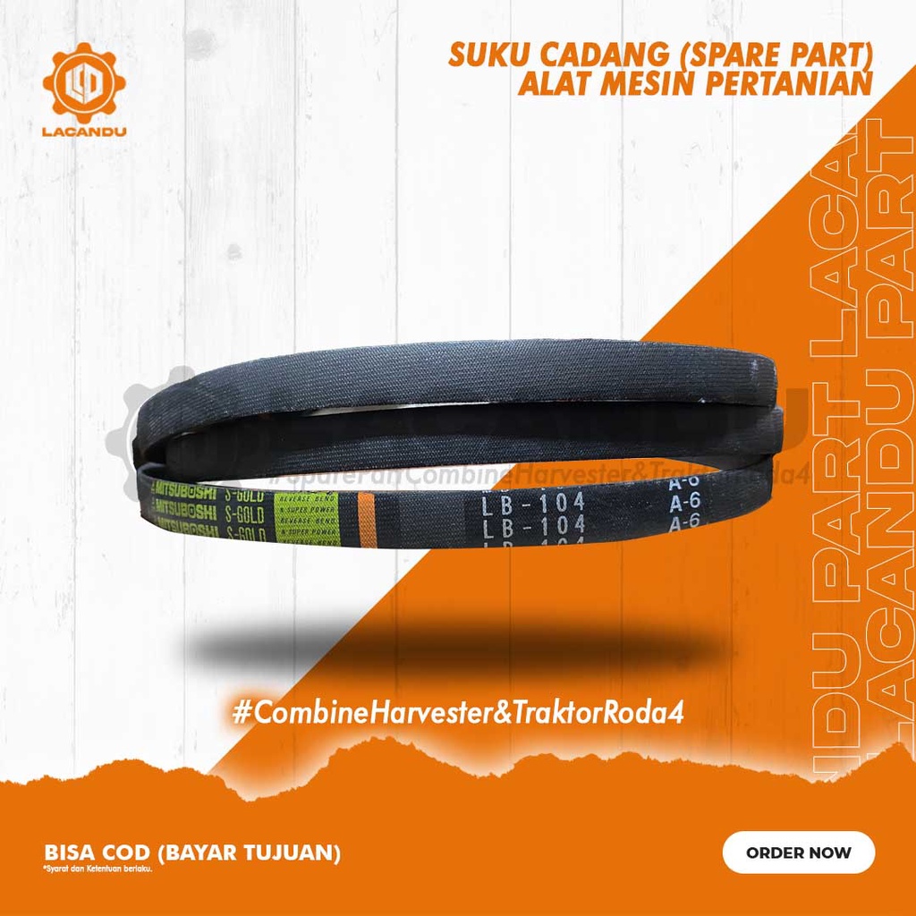 V-BELT / FANBELT LB 104 5T051-66350 KUBOTA untuk COMBINE HARVESTER LACANDU PART
