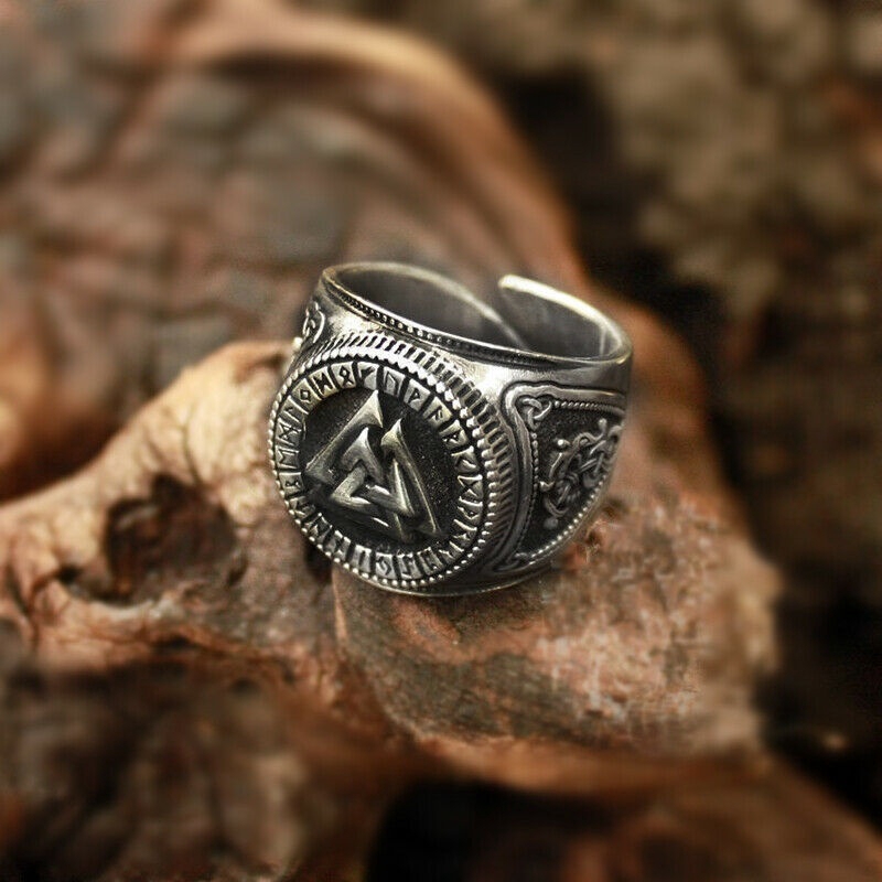 Cincin Viking Valknut Bahan Stainless Steel Ukuran 7-14 Untuk Pria