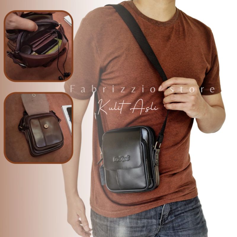 tas kecil pria kulit asli