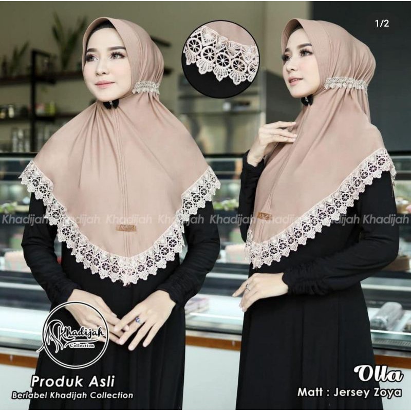 (Original Khadijah) Hijab Instan Renda Serut Premium - Jersey Super