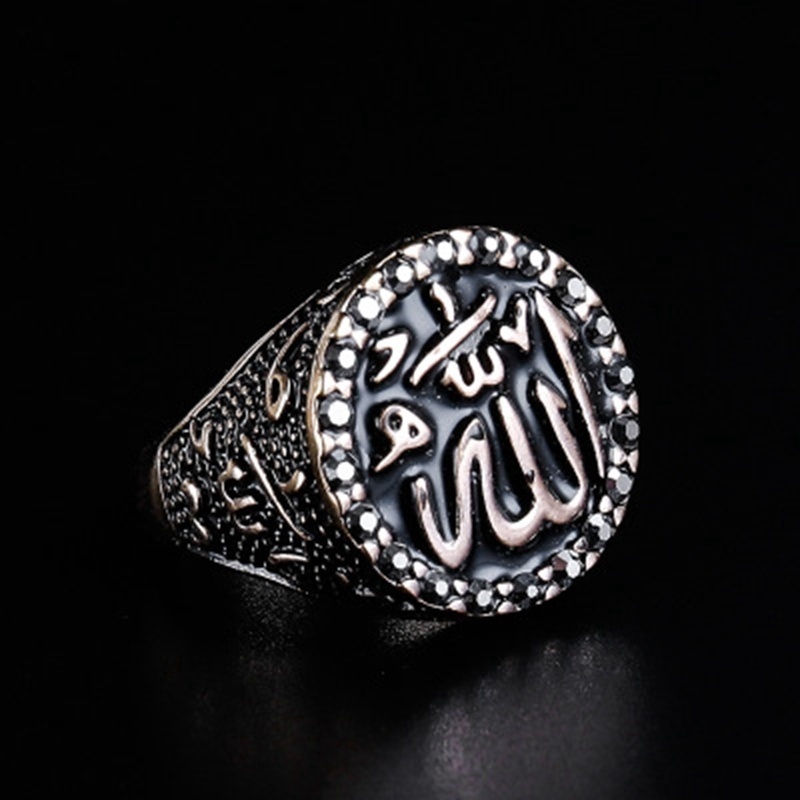 Cincin Pria Muslim Gaya Vintage Allah