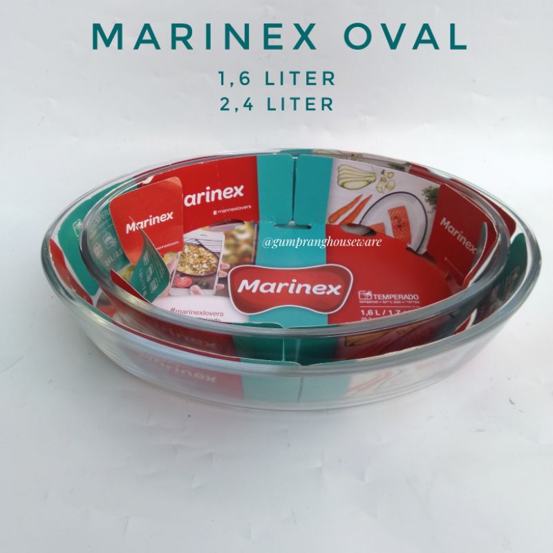 Loyang kaca OVAL marinex 1,6 L / pinggan tahan panas / pyrex baking tray