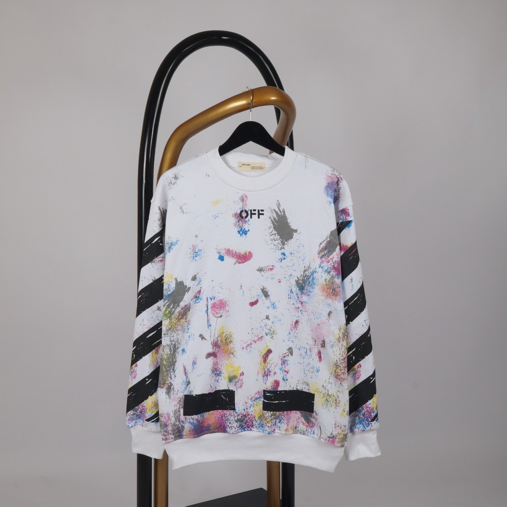 SWEATER CREWNECK OFF-WHITE GALAXY FULLTAG & LABEL BRUSHED DIAG ARROWS AUTHENTIC PREMIUM PUTIH