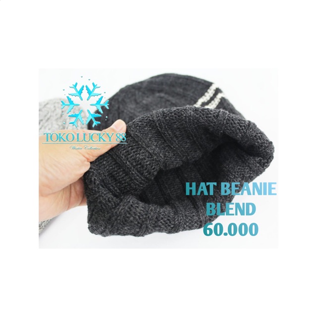 Topi Kupluk Rajut Wool Hat Beanie Blend