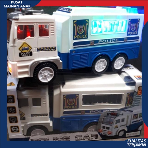 Mainan Anak Mobil Truk Polisi Berlampu Dan Musik / Mobilan Police Truck JY685 Kado Ulang Tahun