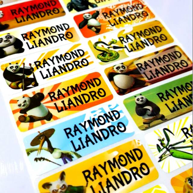 

Label nama anti air stiker waterproof Kungfu Panda