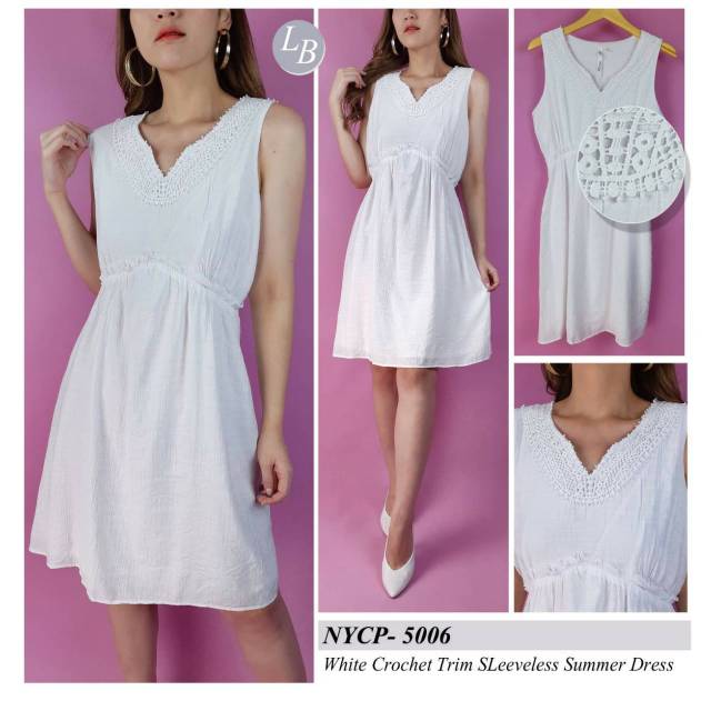 white sleeveless summer dress