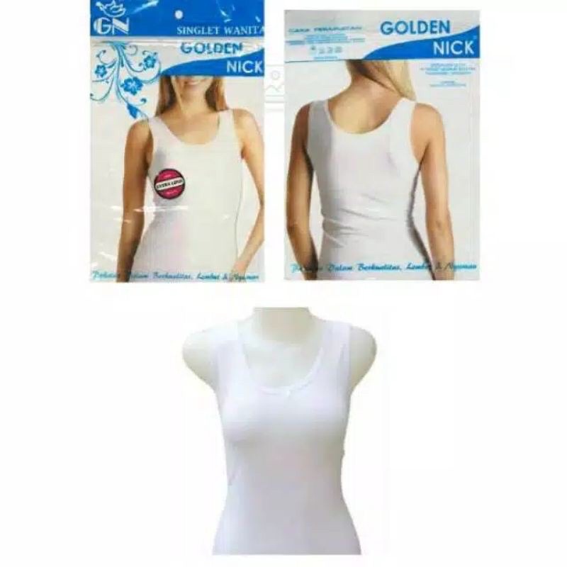 3(pcs) Golden Nick At 48 Singlet/Kaos Dalam Wanita Warna Putih Adem
