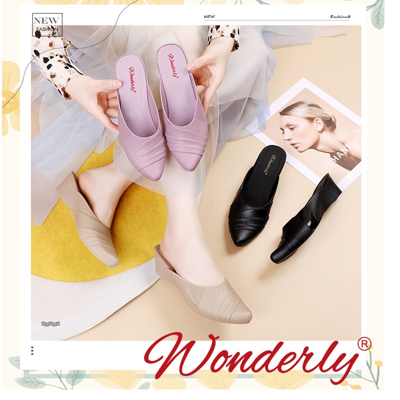 Wonderly Sepatu Wanita Wedges Jelly Motif Kerut A910-3 PVC