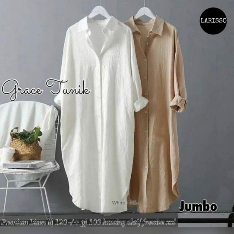 GRACE LONG TUNIK KATUN LINEN JUMBO LD 120 XXL