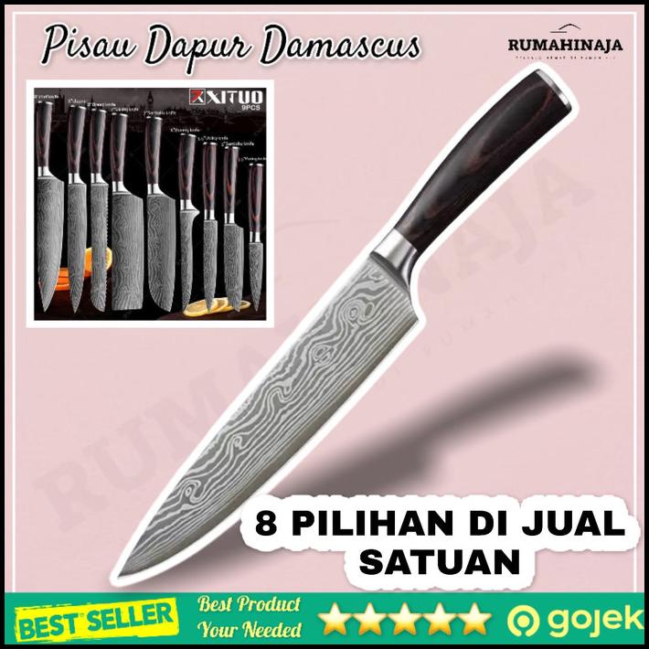 Xituo Pisau Dapur Set Chef Damascus Pattern Pisau Daging