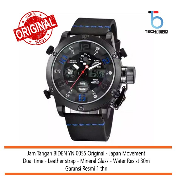 Jam Tangan Pria Biden YN0055. Jam tangan sporty. Original. Strap kulit