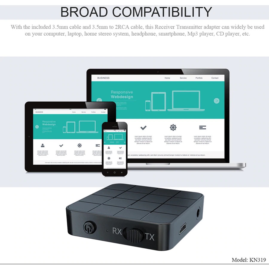 TaffSPORT KN321 2In1 Bluetooth 5.0 Audio Transmitter &amp; Receiver