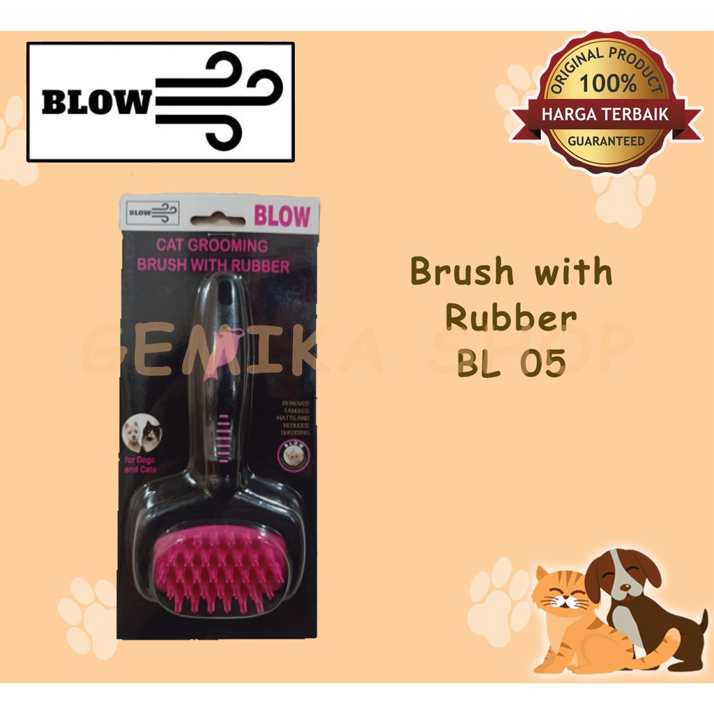 SISIR KARET Anjing Kucing Kelinci BLOW SLICKER BRUSH WITH RUBBER