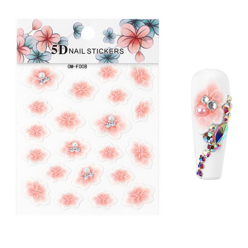 SIY  5D Acrylic Engraved Flower Nail Art Sticker Self-adhesive Embossed