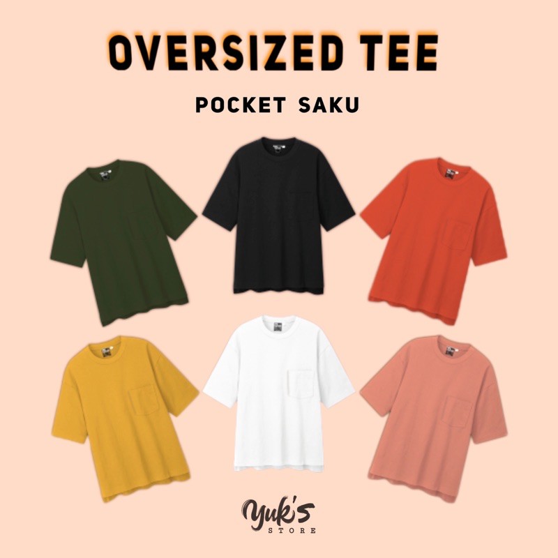  KAOS  POLOS OVERSIZE  POCKET COTTON COMBED 24s PRIA  WANITA 