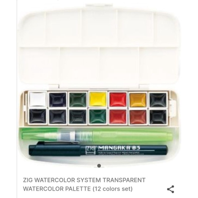 

ZIG WATERCOLOR TRANSPARENT ALAT LUKIS PALETTE 12 WARNA NEW ORIGINAL